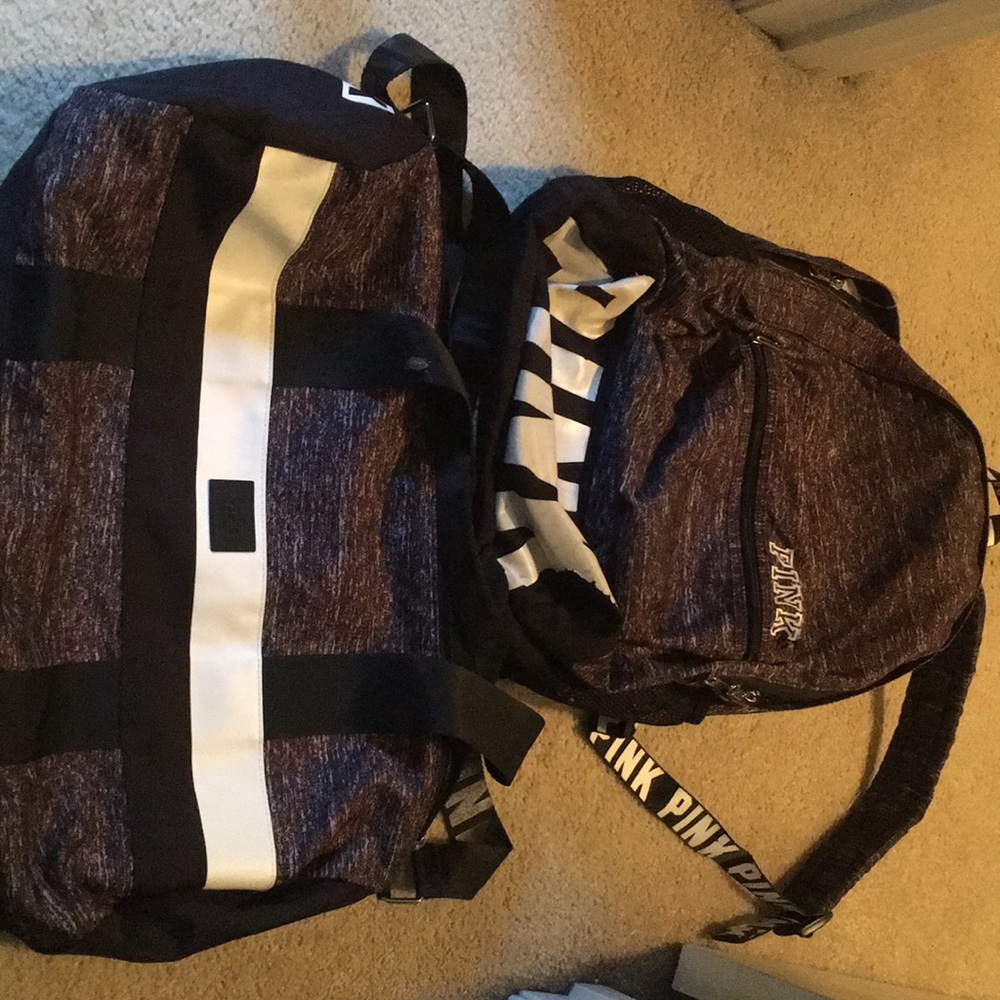 Victoria’s Secret pink backpack and duffel